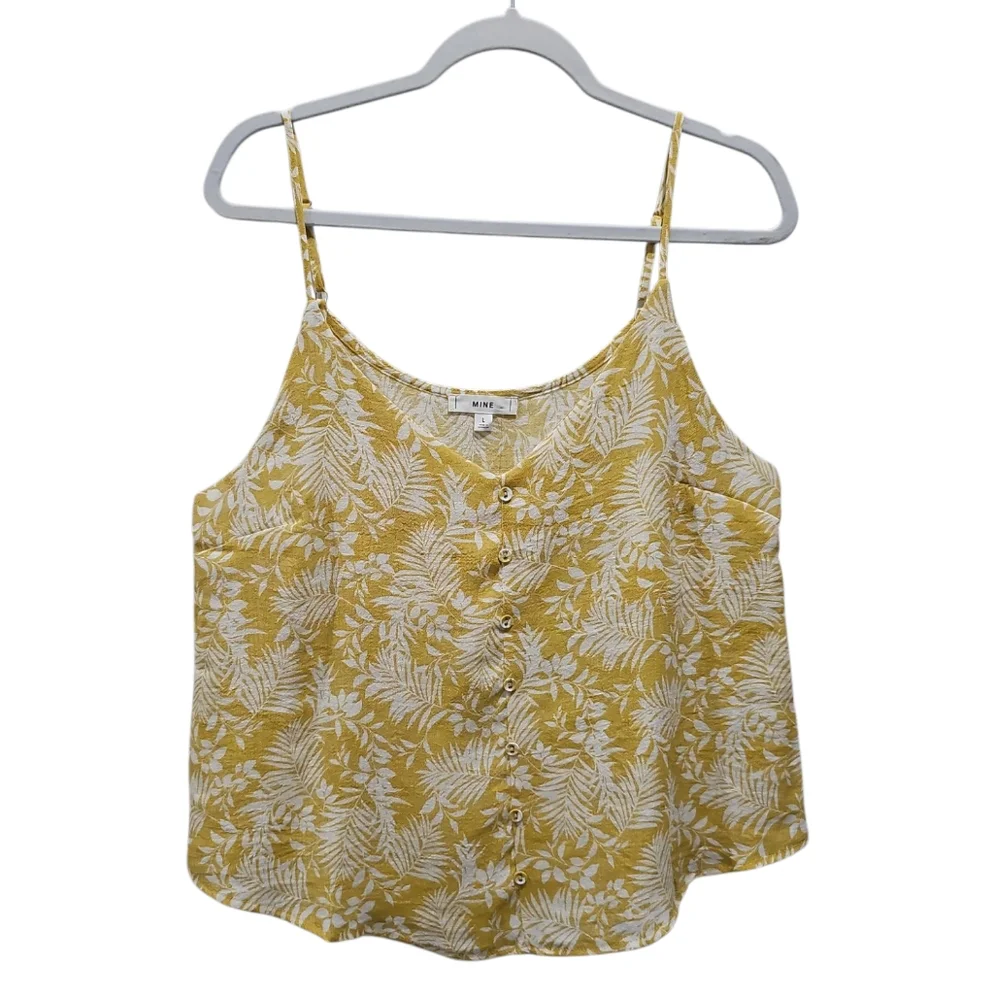NWT ANTHROPOLOGIE MINE Tropical Yellow and White Floral Tank Top - Picture 4 of 4